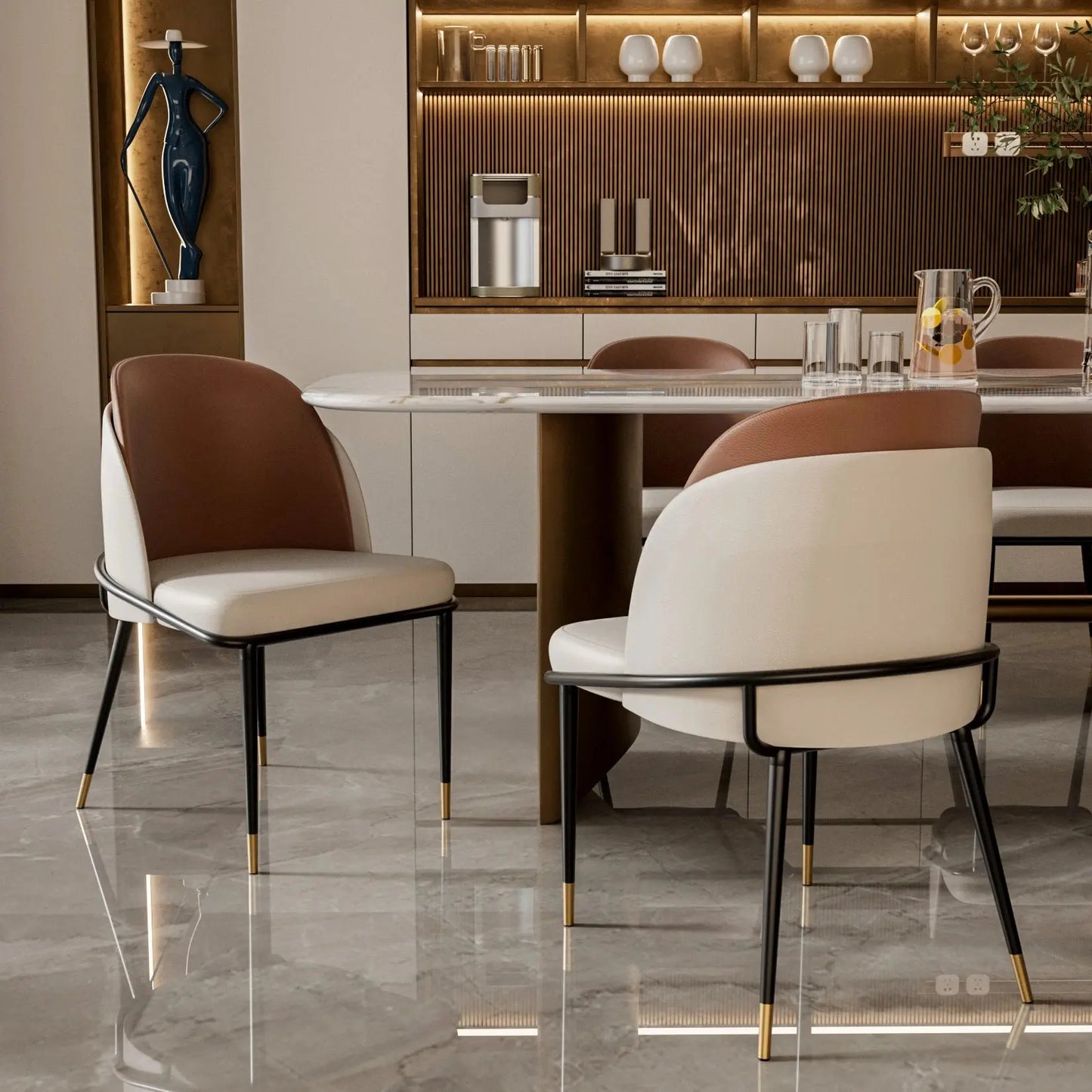 Faux Leather Dining Chair, Set of 2 comfydesigners