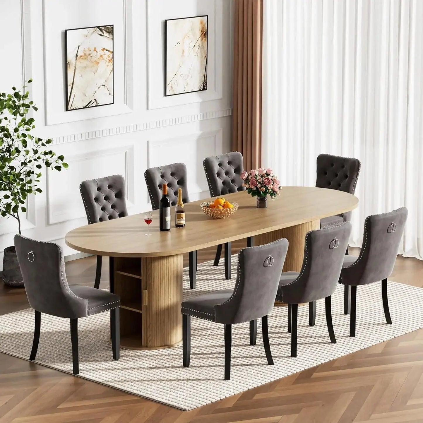 Wooden Extendable Dining Table Set of 8 comfydesigners