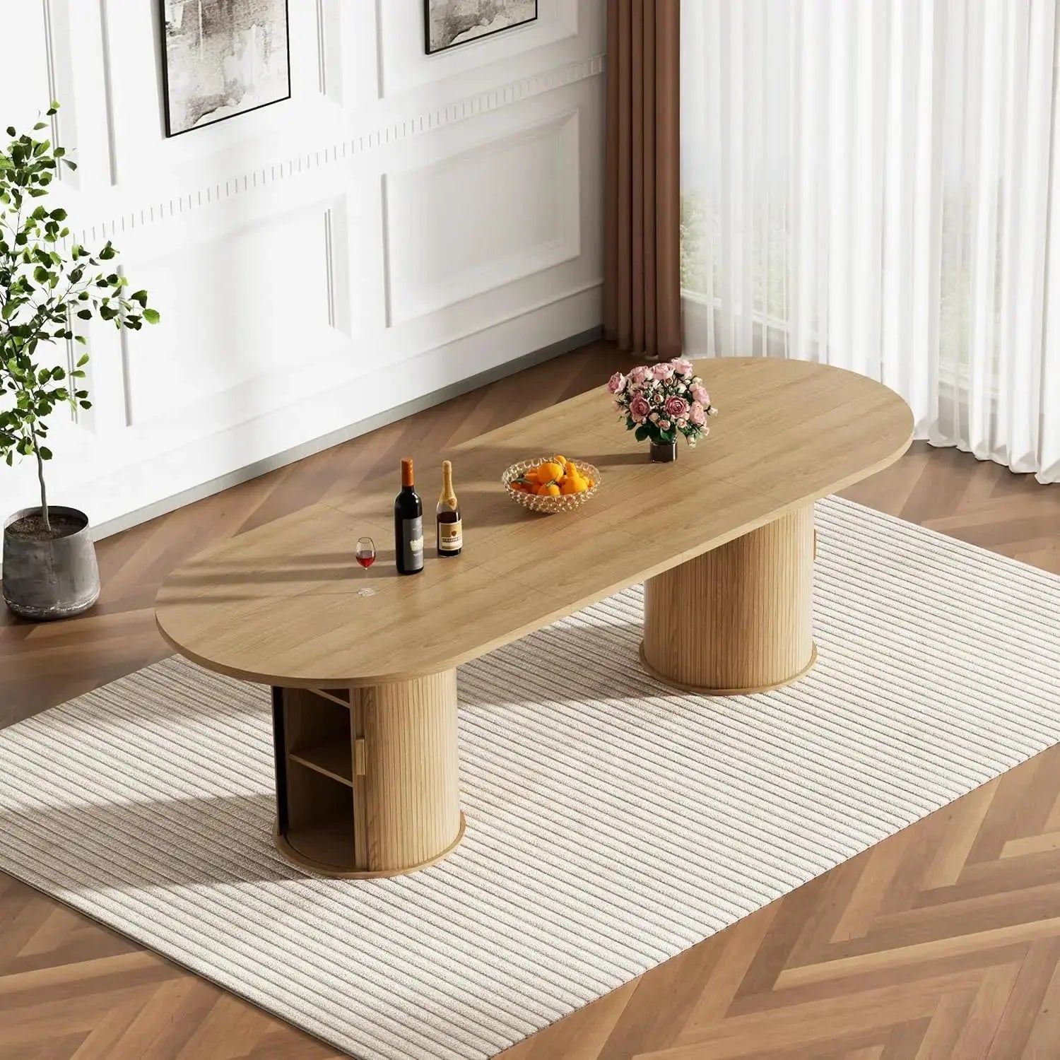 Wooden Extendable Dining Table Set of 8 comfydesigners