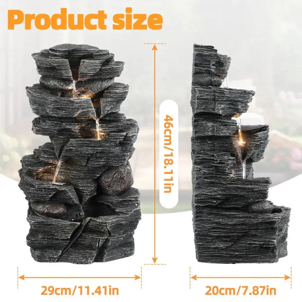 Bring the Waterfall Home — Multi-Tier Cascading Rock Fountain with Warm LED Lights comfydesigners