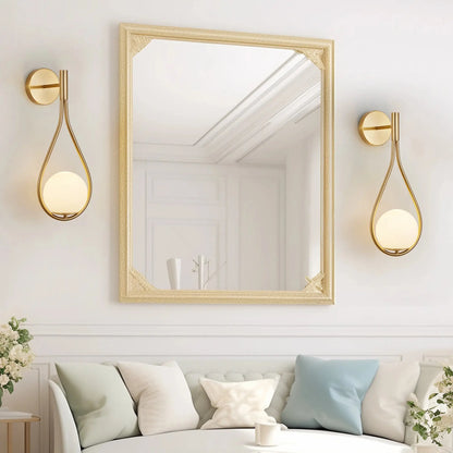Luxury Golden Wall Sconces with Opal Glass Globe, Set of 2 comfydesigners