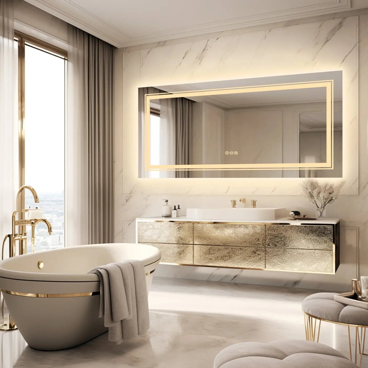LED Backlit Bathroom Mirror | Dimmable, Anti-Fog, Touch Control comfydesigners