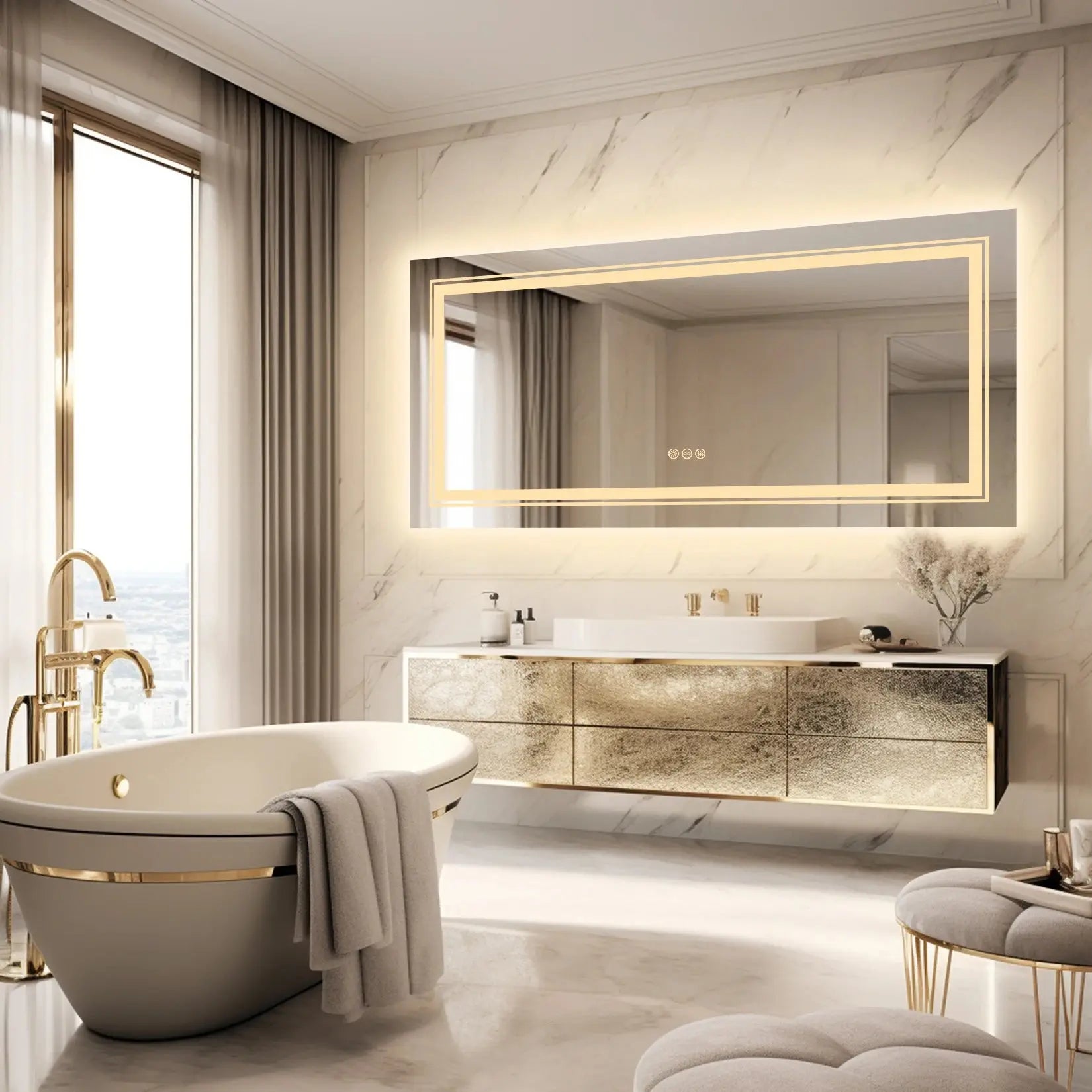 LED Backlit Bathroom Mirror | Dimmable, Anti-Fog, Touch Control comfydesigners