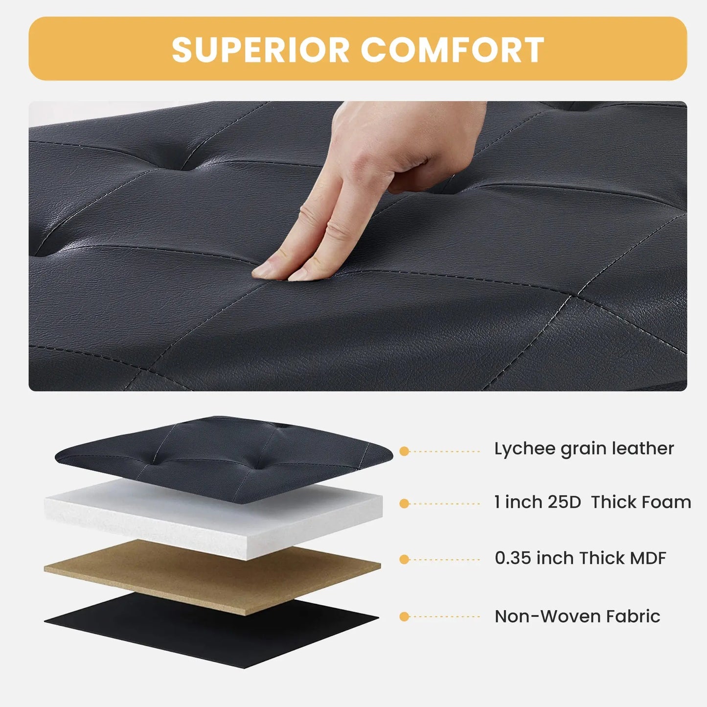 The Cleverest Seat in the Room — 30" Collapsible Leather Storage Ottoman & Footstool comfydesigners