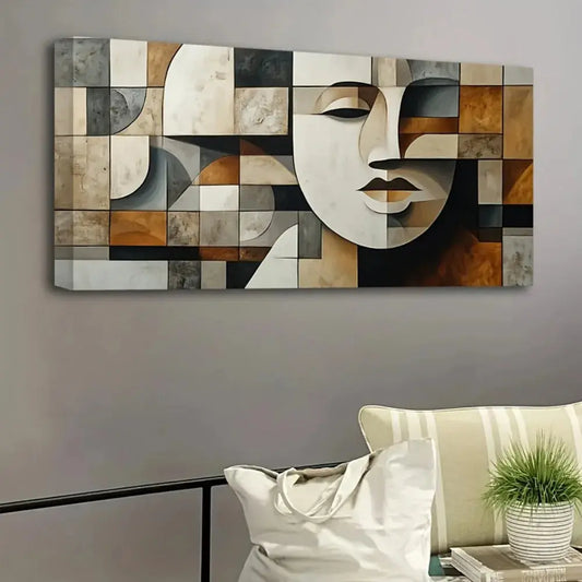 Hand-Painted Abstract Geometric Oil Painting | Canvas Wall Art with Solid Wood Frame comfydesigners