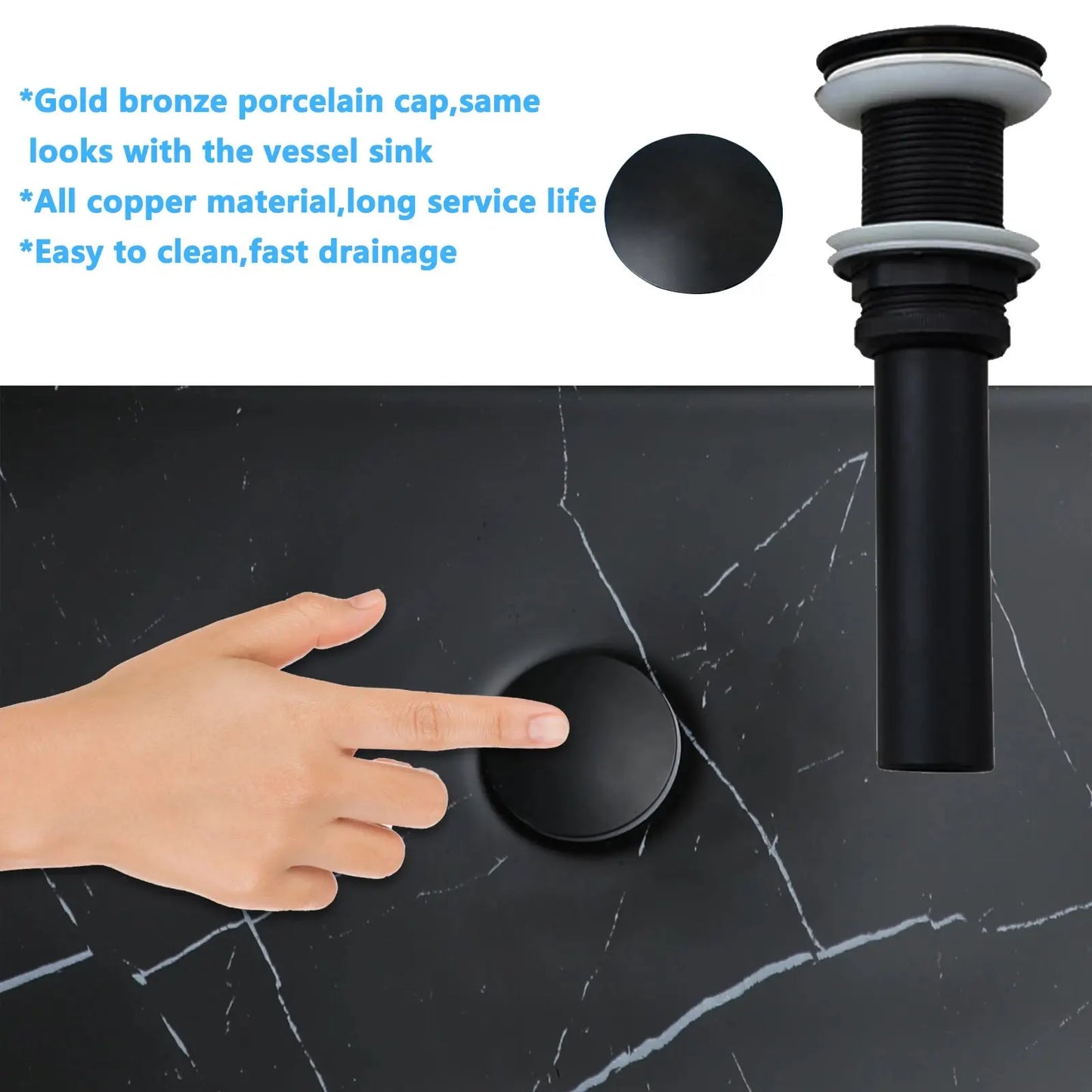 Rectangular Black Marble Ceramic Vessel Sink | Above-Counter Countertop Bathroom Vanity Sink comfydesigners