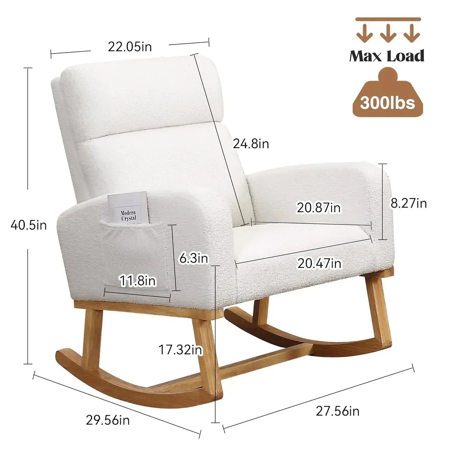 Sherpa Nursery Glider Rocking Chair with Pockets comfydesigners