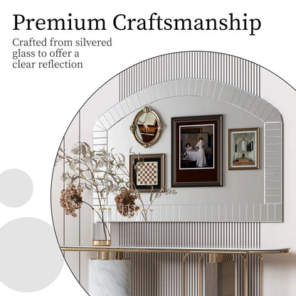 Silver Arched Venetian Beveled Wall Mirror comfydesigners