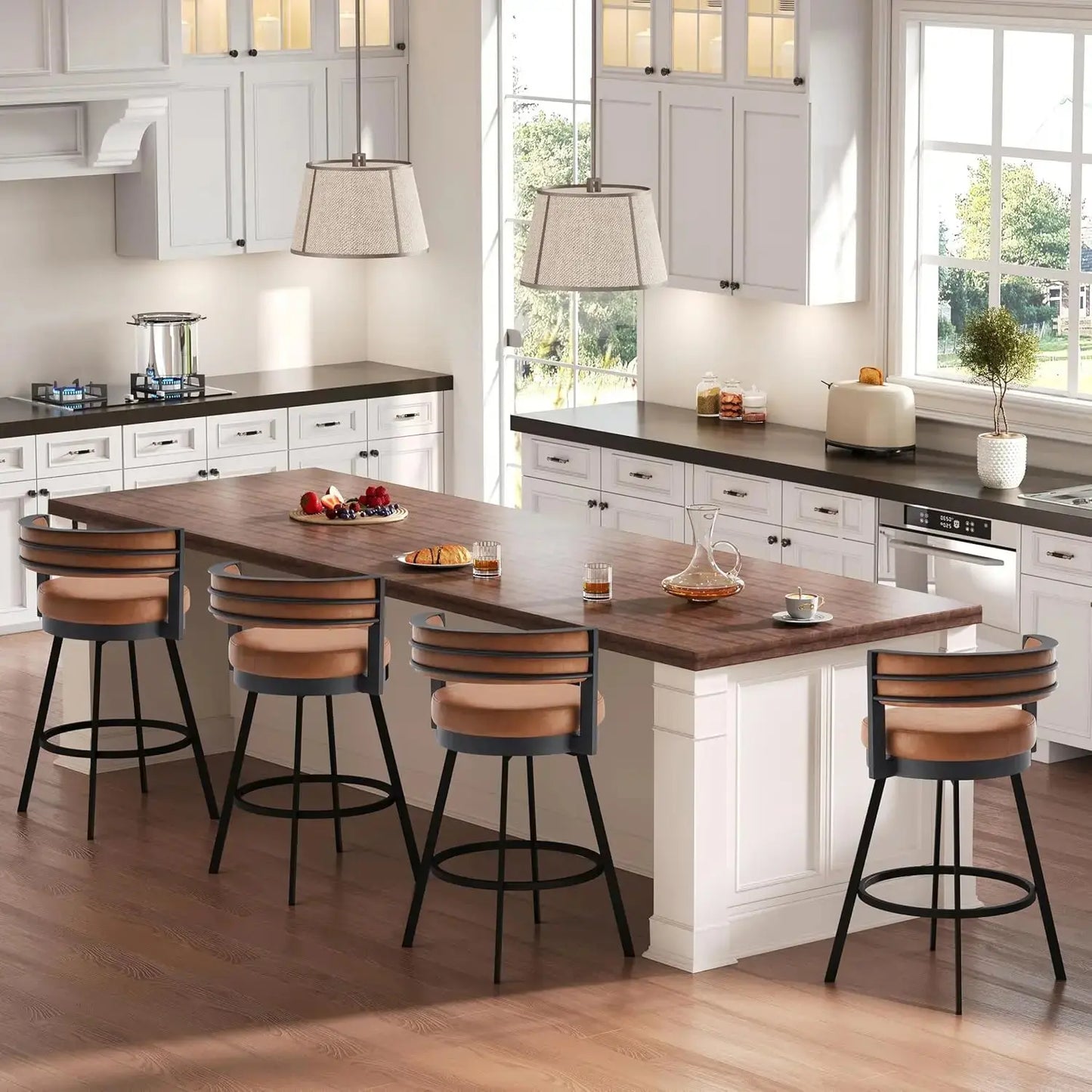 Counter Height Swivel Bar Stools, Set of 4 comfydesigners