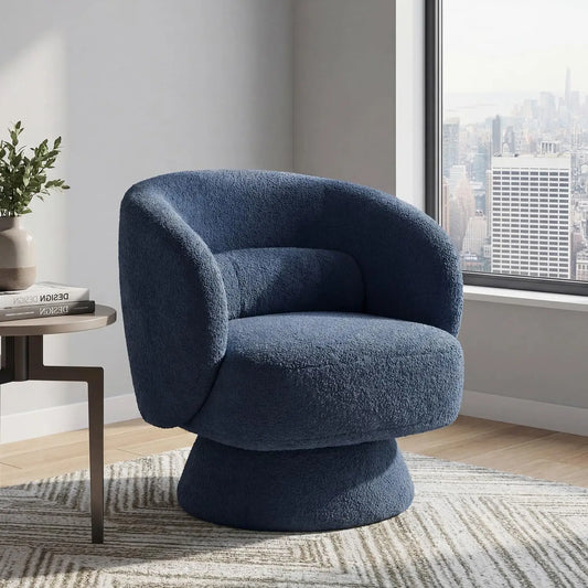 360° Swivel Boucle Barrel Chair — Lumbar