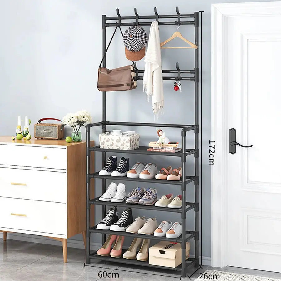 Hats. Coats. Shoes. All in One Place. — 5-Layer Multifunctional Rack with 8 Double Hooks comfydesigners