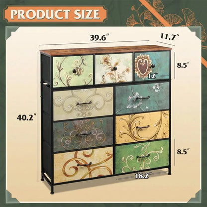Dresser/Organizer Unit With Fabric Bins, Steel Frame, comfydesigners