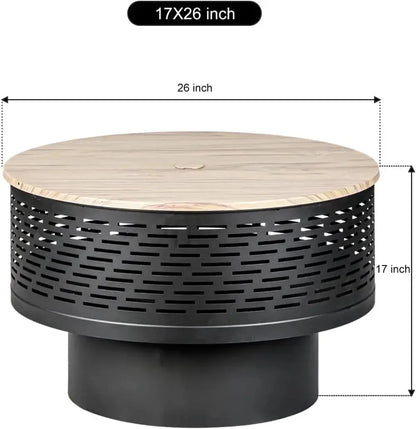 Bonfire. BBQ. Table. All in One. — 26" 3-in-1 Wood-Burning Fire Pit with Grill, Lid & Waterproof Cover comfydesigners