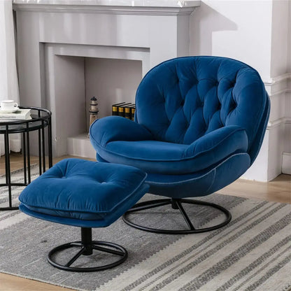 Velvet Swivel Accent Chair & Ottoman Set comfydesigners
