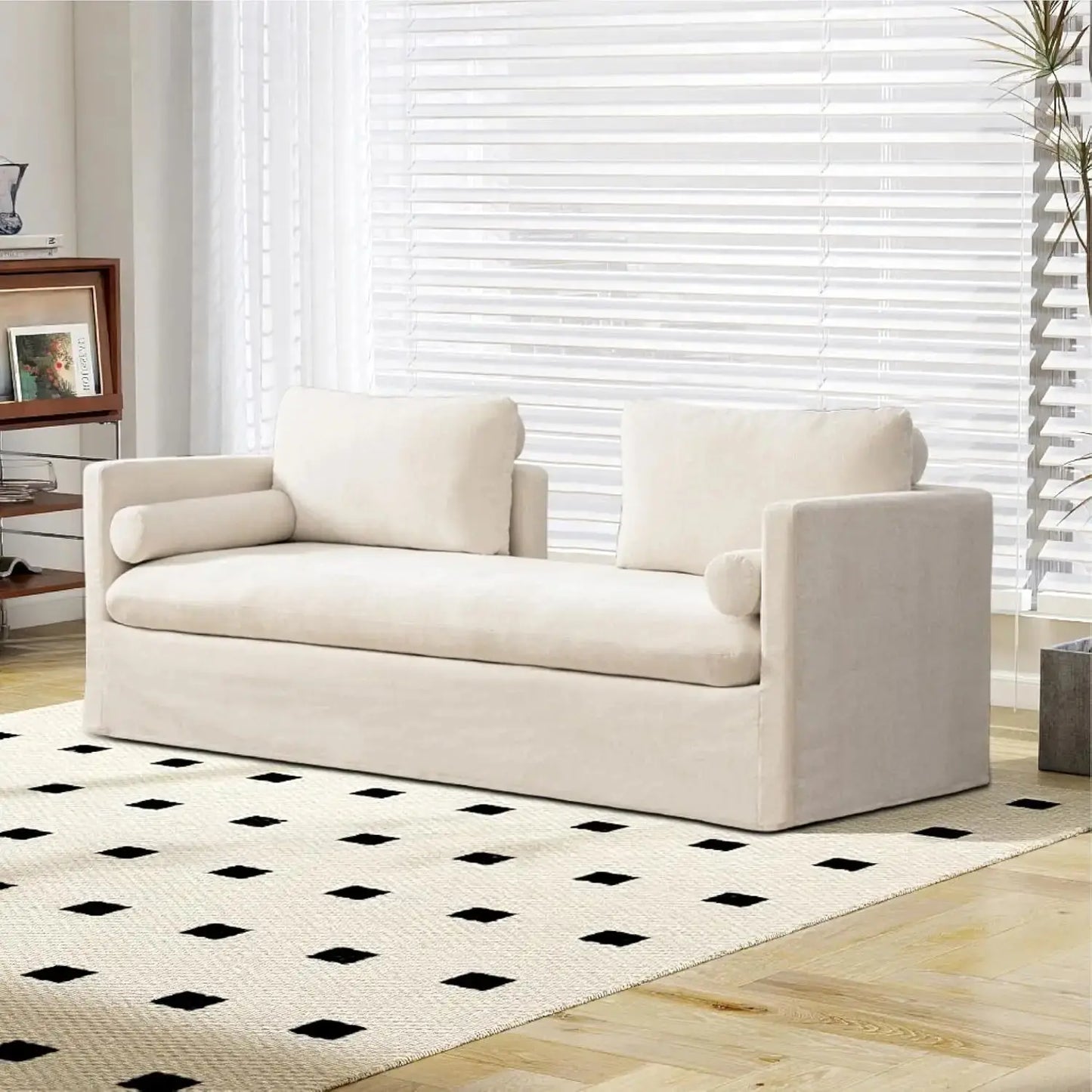 Oversized Tufted Chaise Lounge with Pillows comfydesigners