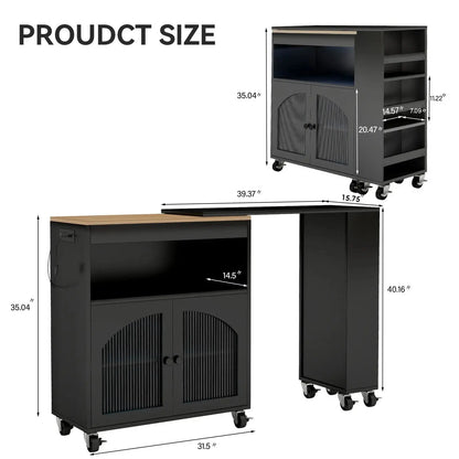 Rolling Kitchen Island with LED & Storage comfydesigners