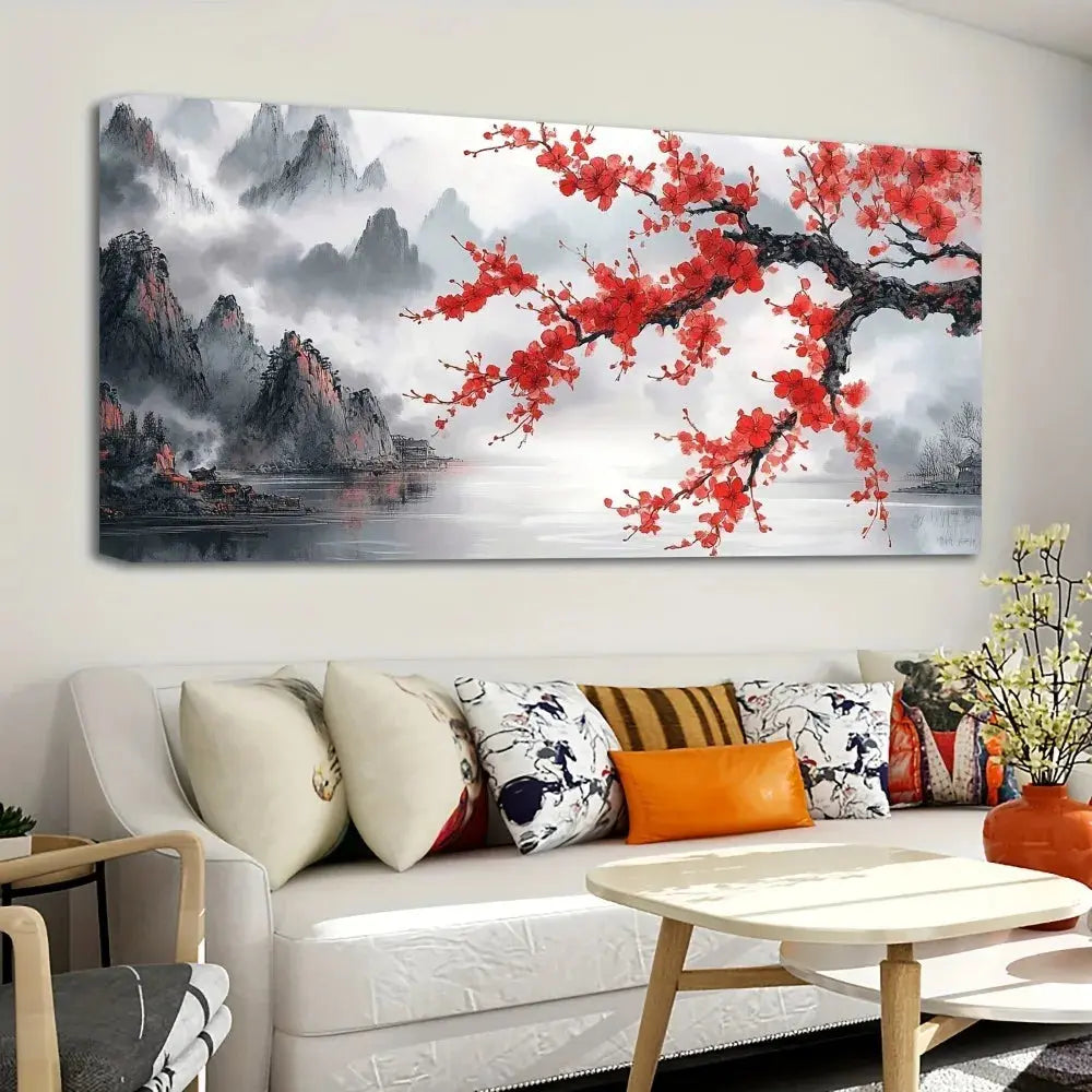Chinese "Pink Plum" Landscape Hanging Picture comfydesigners