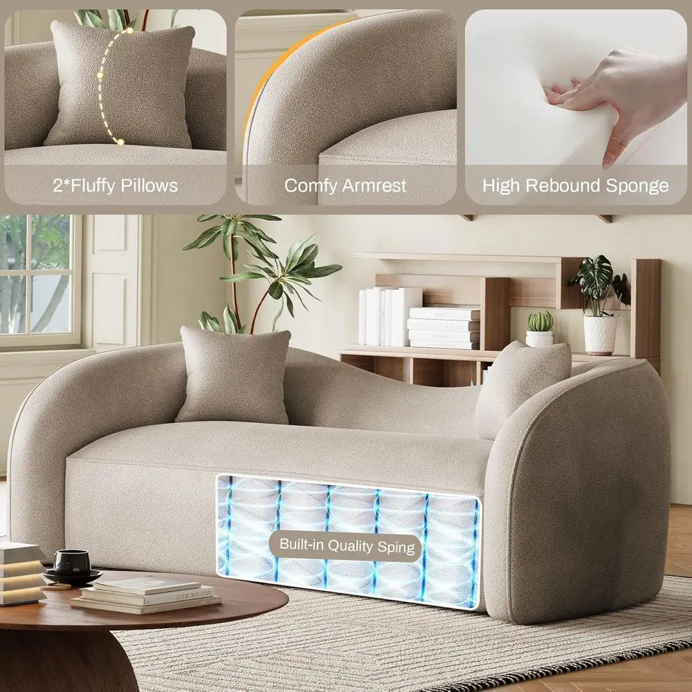 Curved Chenille Sectional Sofa — Deep Seat