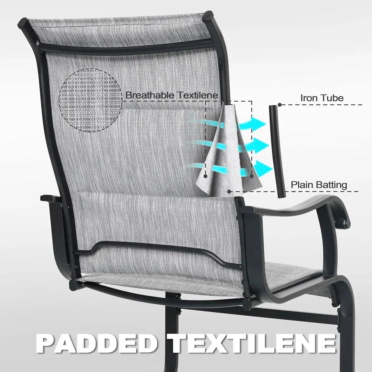 Sit Back. Spring Forward. — Set of 2 Outdoor High-Back Spring Motion Textilene Patio Chairs comfydesigners