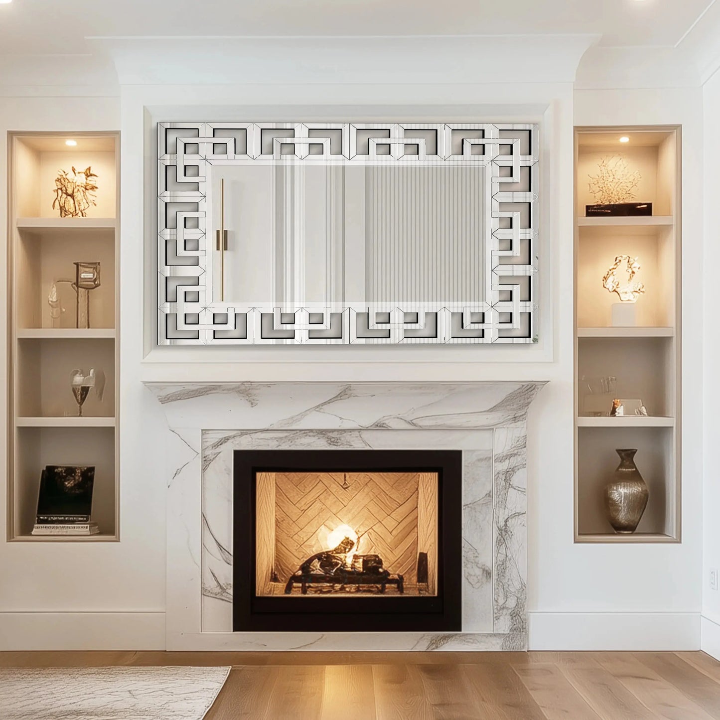 Silver Venetian Beveled Rectangle Wall Mirror comfydesigners
