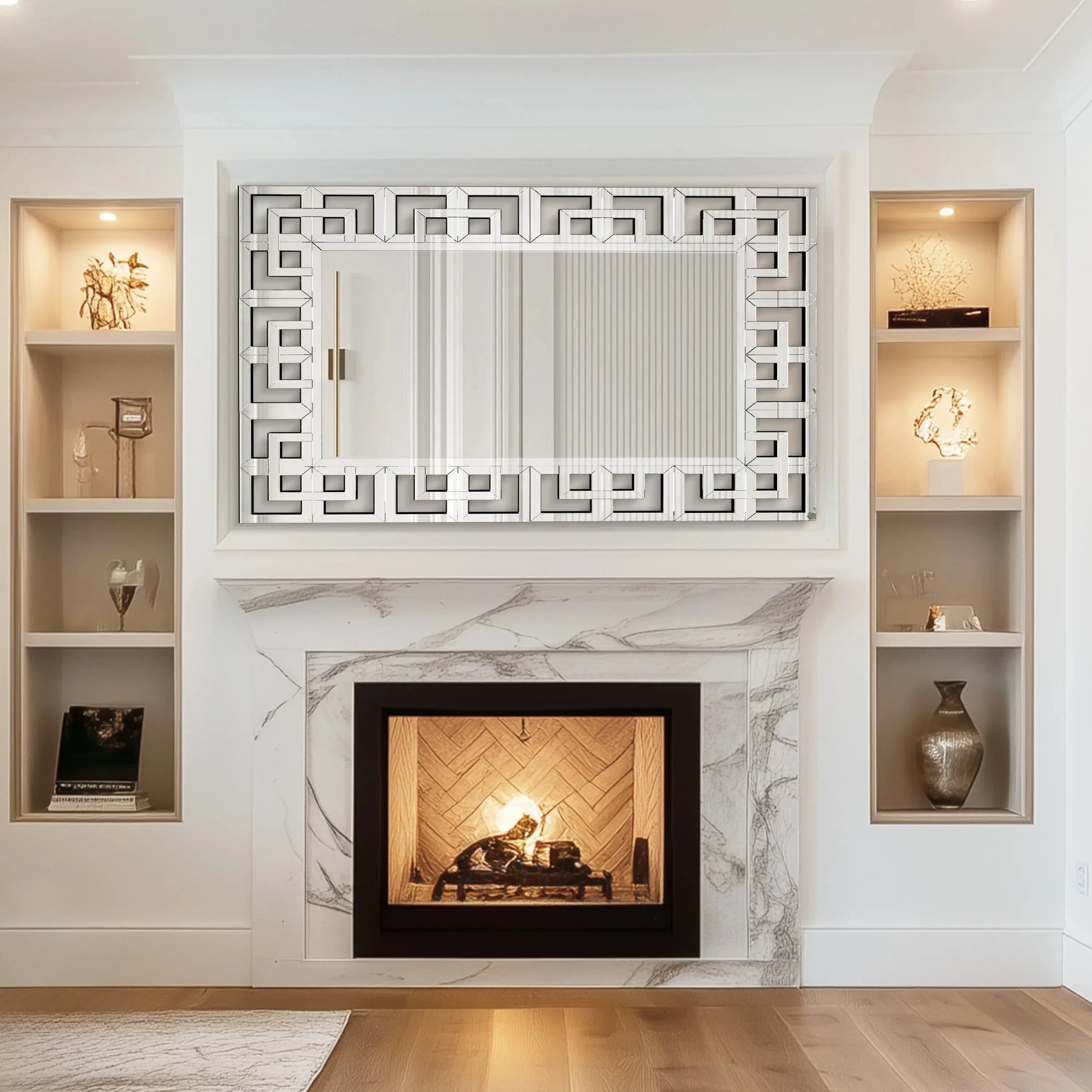 Silver Venetian Beveled Rectangle Wall Mirror comfydesigners