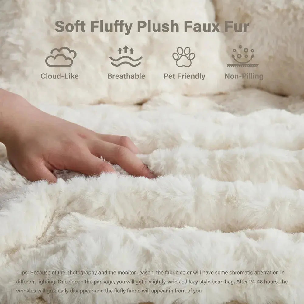 Faux Fur Oversized Chaise Lounge with Ottoman comfydesigners