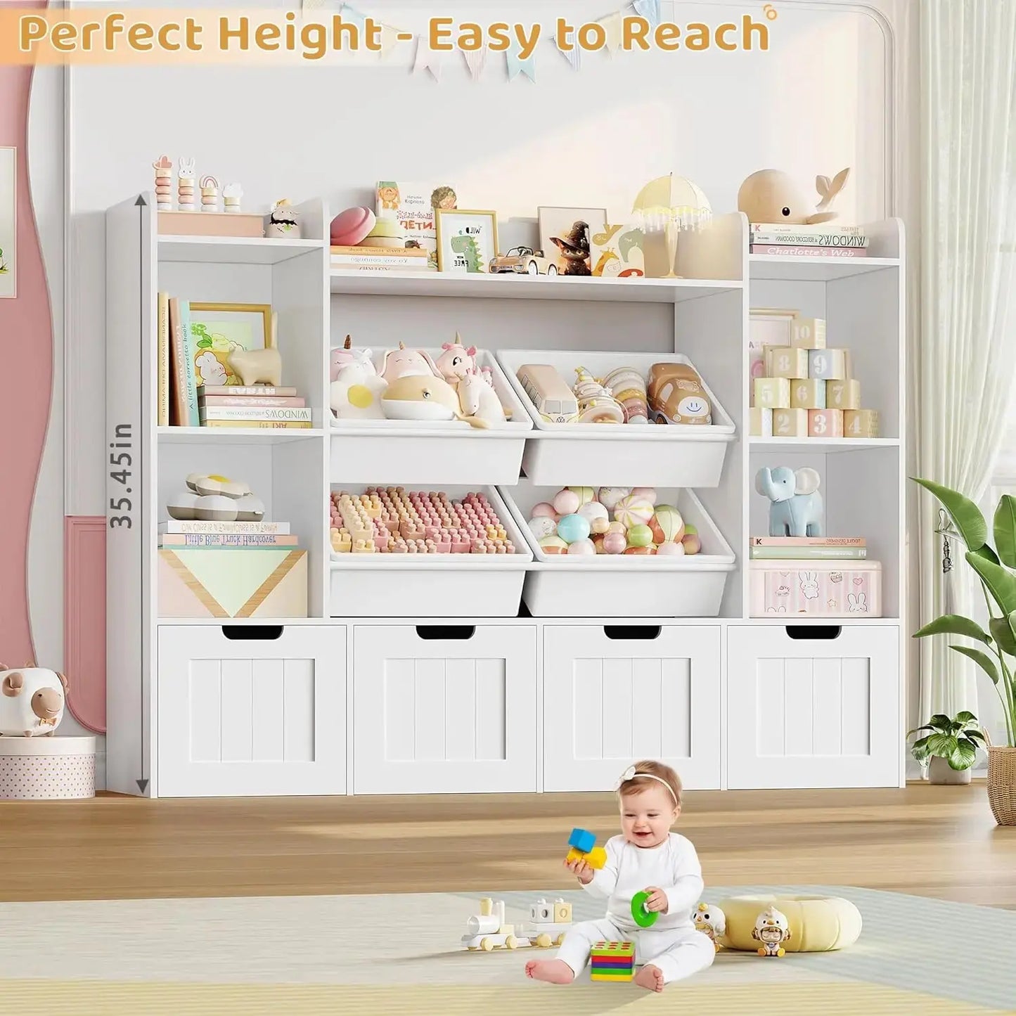 Where Every Toy Has a Happy Home — 4-in-1 Kids Toy Organizer with Drawers, Bins, Cubbies & Shelves comfydesigners