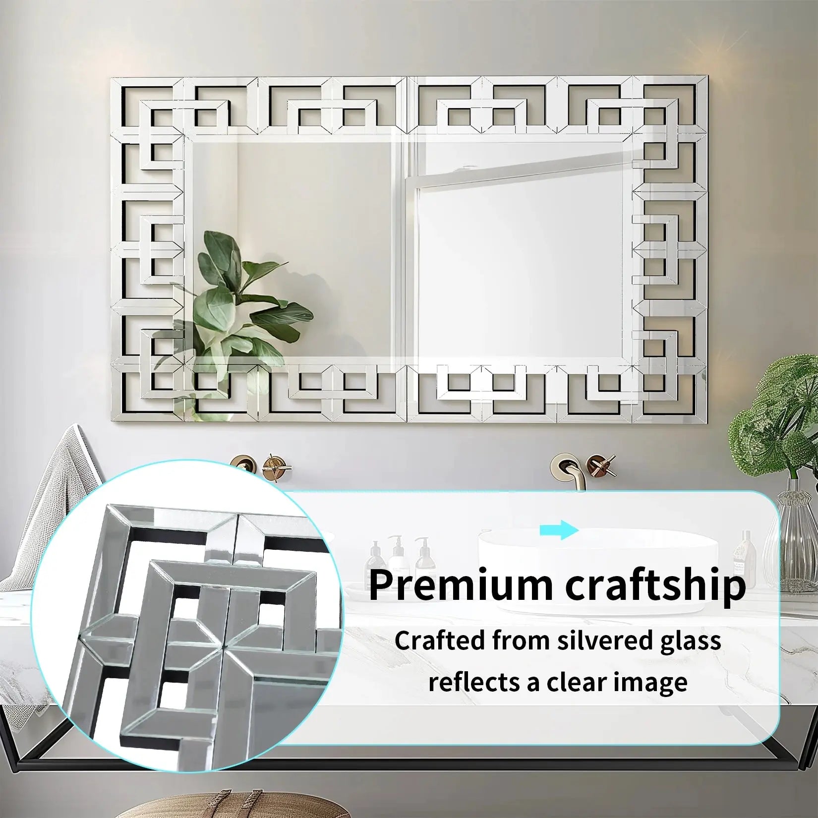 Silver Venetian Beveled Rectangle Wall Mirror comfydesigners