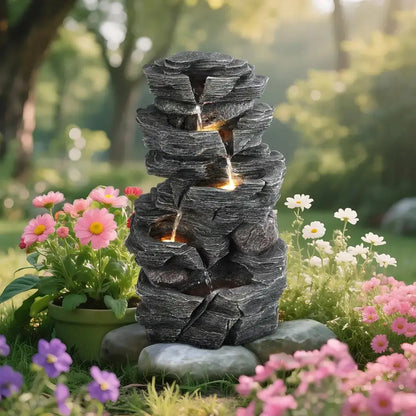 Bring the Waterfall Home — Multi-Tier Cascading Rock Fountain with Warm LED Lights comfydesigners