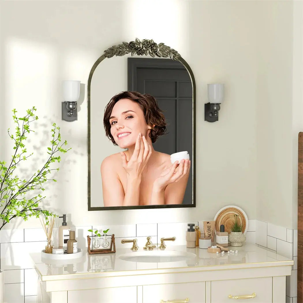 Arched Baroque Wall Mirror | Antique Brass Gold Finish, Decorative Wall-Mounted Mirror — 2 Sizes comfydesigners