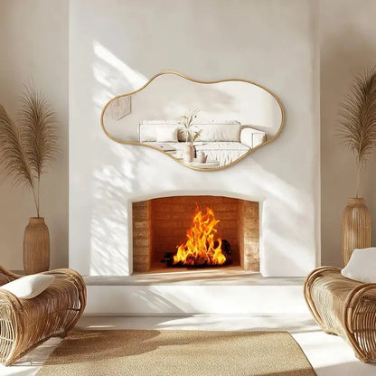 20x36" Asymmetrical Wall Mirror | Abstract Irregular Shape, Bronze Finish — Modern Decorative Mirror comfydesigners