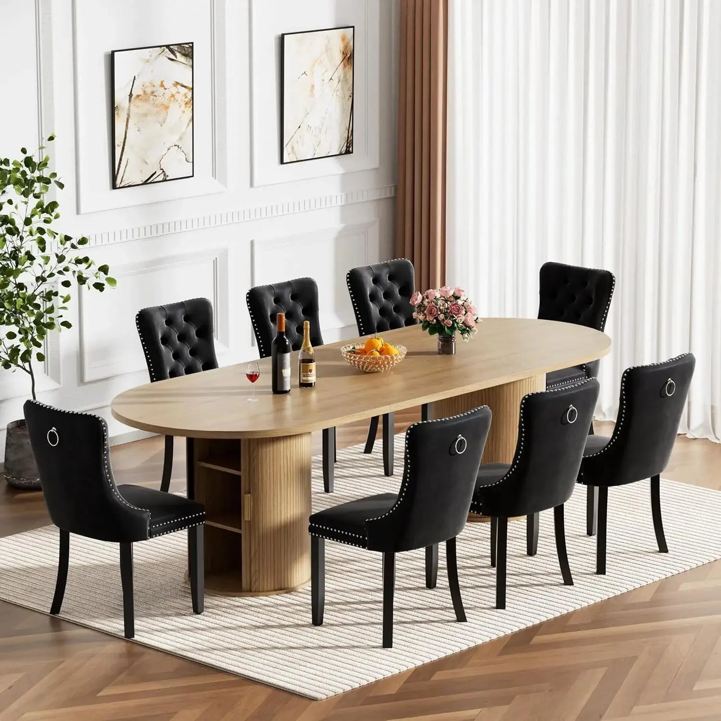 Wooden Extendable Dining Table Set of 8 comfydesigners