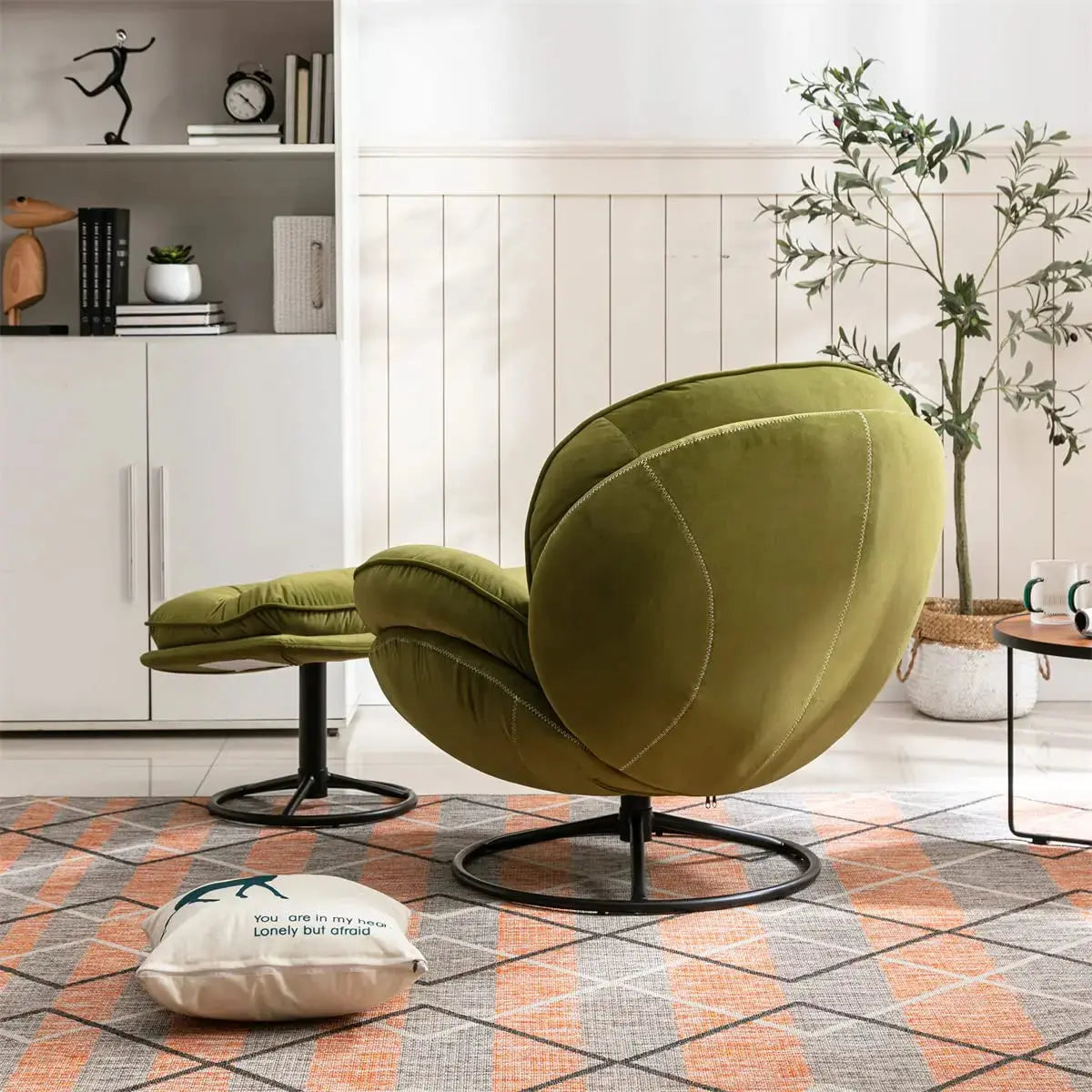 Velvet Swivel Accent Chair & Ottoman Set comfydesigners