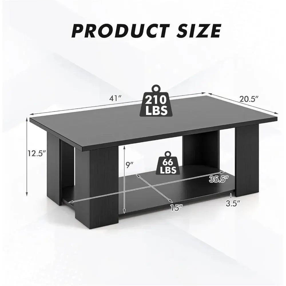 2-Tier Wooden Rectangular Coffee Table comfydesigners