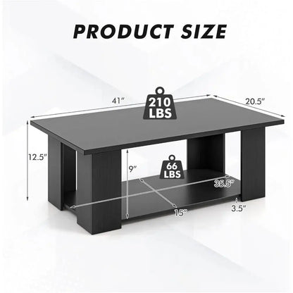 2-Tier Wooden Rectangular Coffee Table comfydesigners
