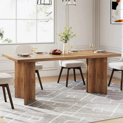 63" Farmhouse Dining Table, Seats 6 comfydesigners