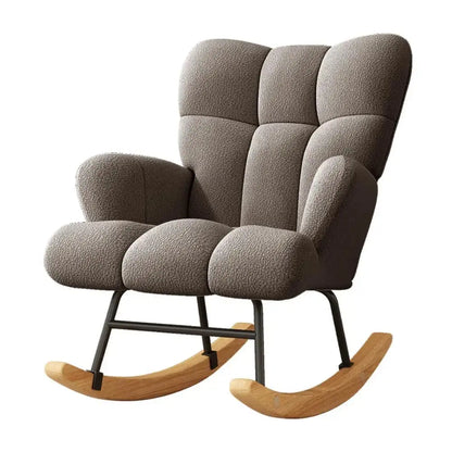 High-Back Solid Wood Rocking Chair with Cushion comfydesigners