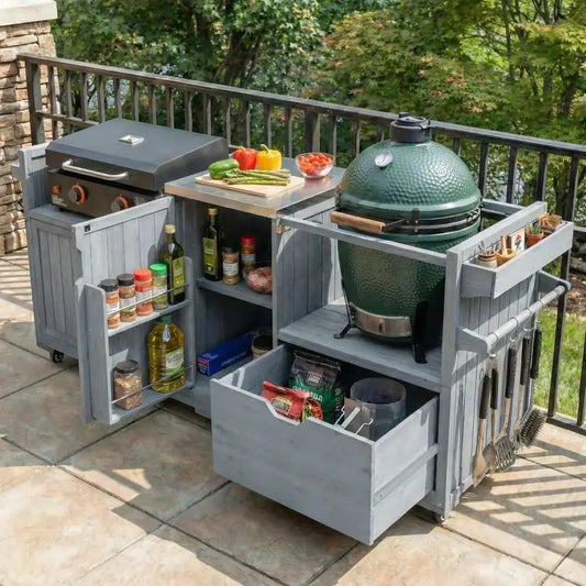 Outdoor Kitchen Island with Griddle/Grill Storage comfydesigners
