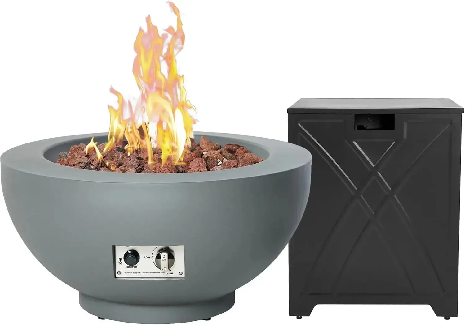 Push a Button. Start the Party. — 28" Propane Fire Pit Table, 58,000 BTU with Convertible Lid comfydesigners