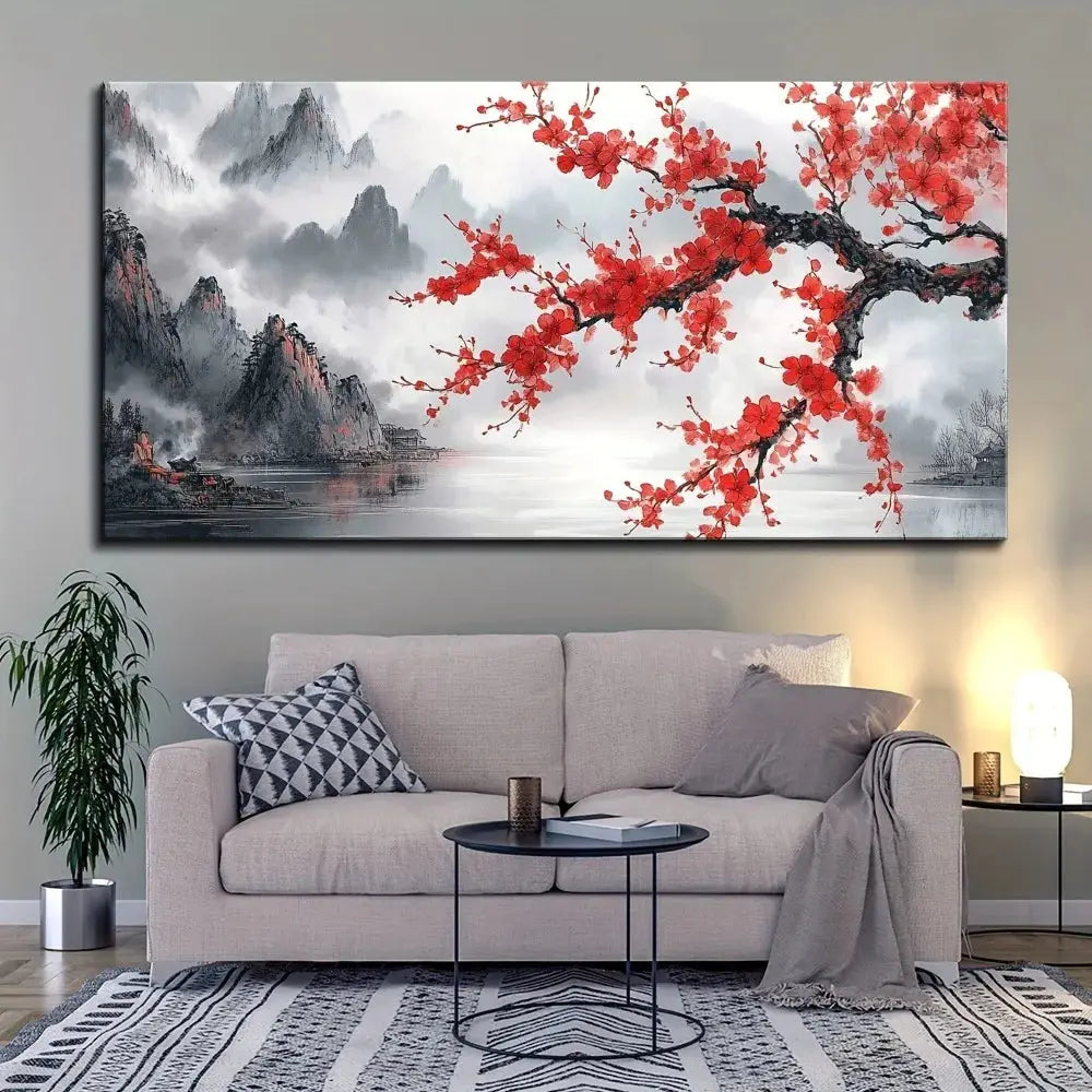 Chinese "Pink Plum" Landscape Hanging Picture comfydesigners