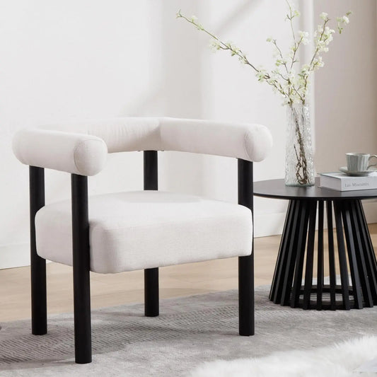 Mid-Century Barrel Accent Chair — Linen