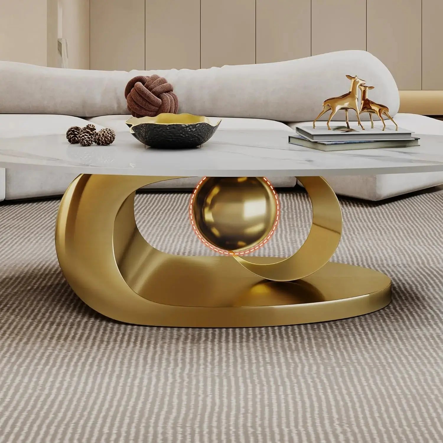 Oval Living Room Table with Faux Marble Top & Silver Stainless Steel Pedestal comfydesigners