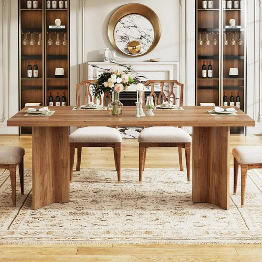 63" Farmhouse Dining Table, Seats 6 comfydesigners