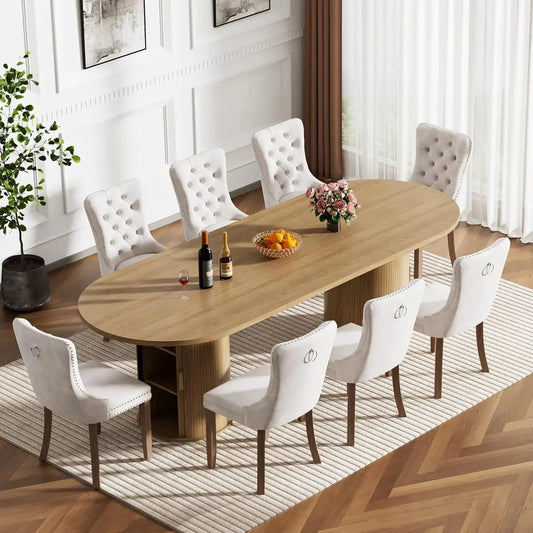 Wooden Extendable Dining Table Set of 8 comfydesigners