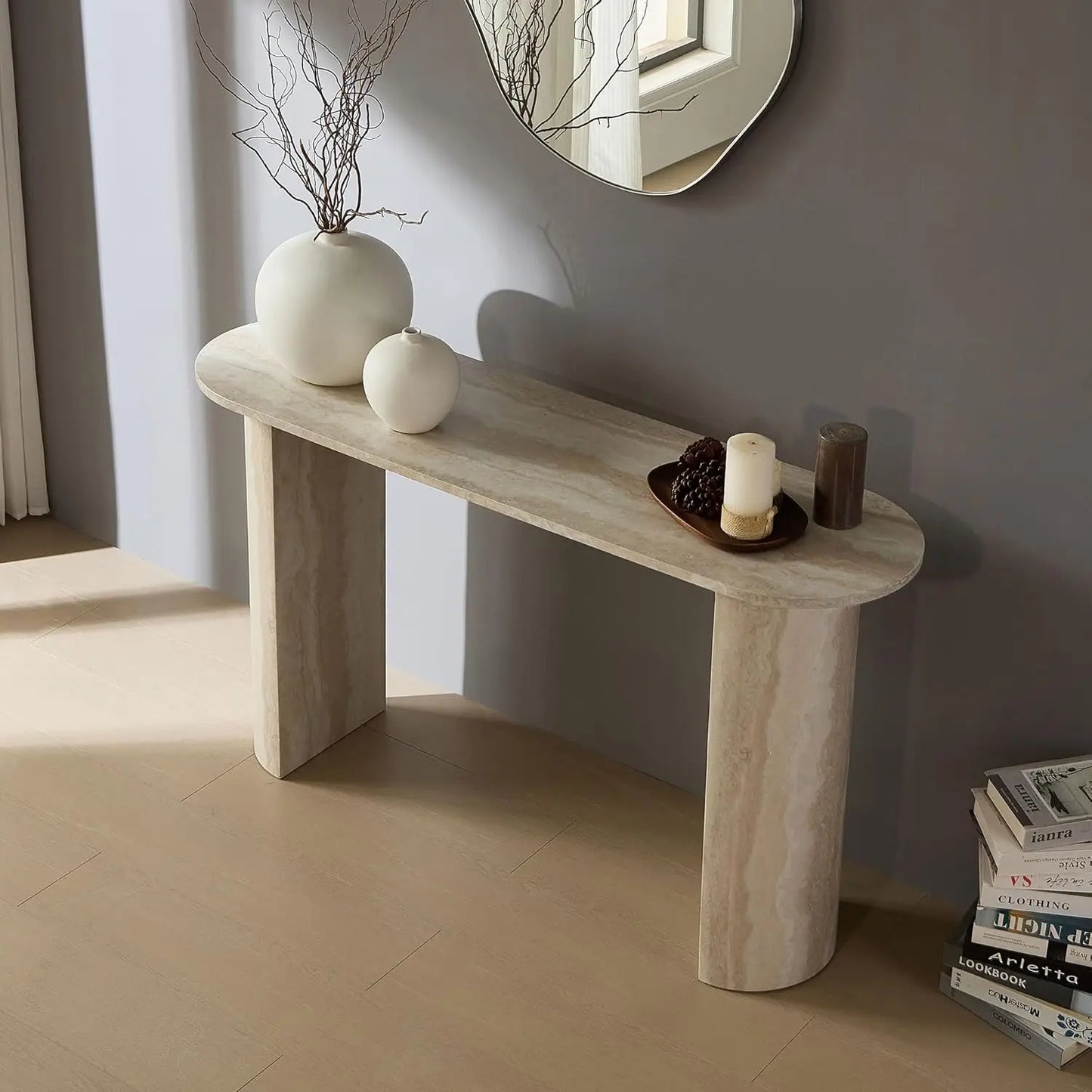 Curved Marble Console Table — 55"