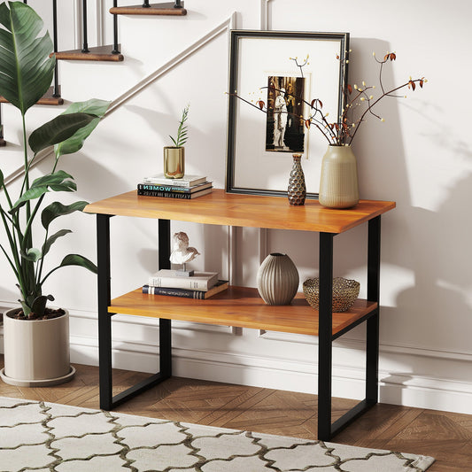 2-Tier Teak Wood End Table