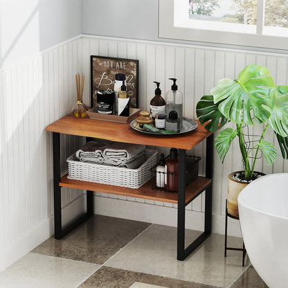2-Tier Teak Wood End Table