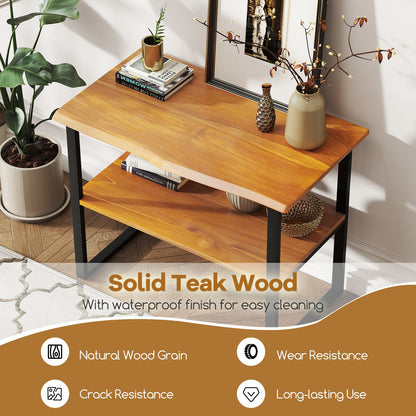 2-Tier Teak Wood End Table