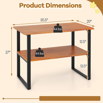 2-Tier Teak Wood End Table