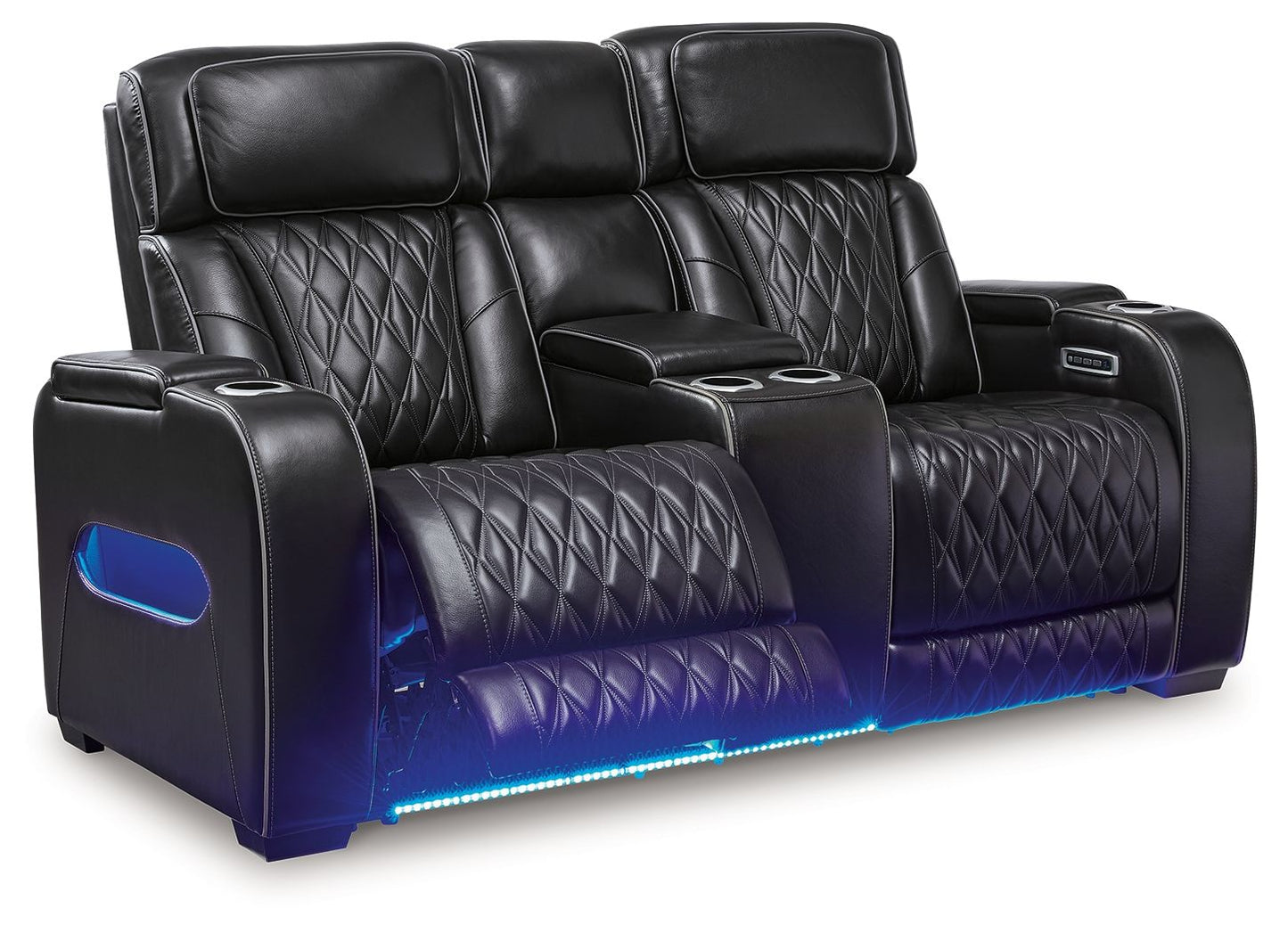 Power Reclining Loveseat with Diamond-Stitch Console